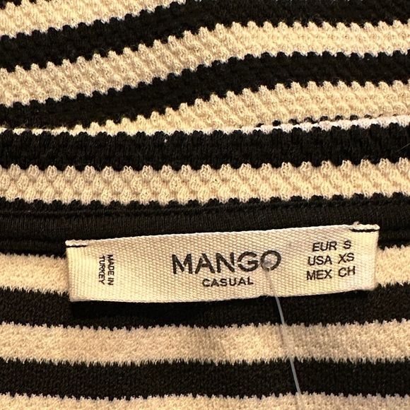 MANGO Casual Short Sleeve Striped Black and White Women's Dress - Picture 9 of 10